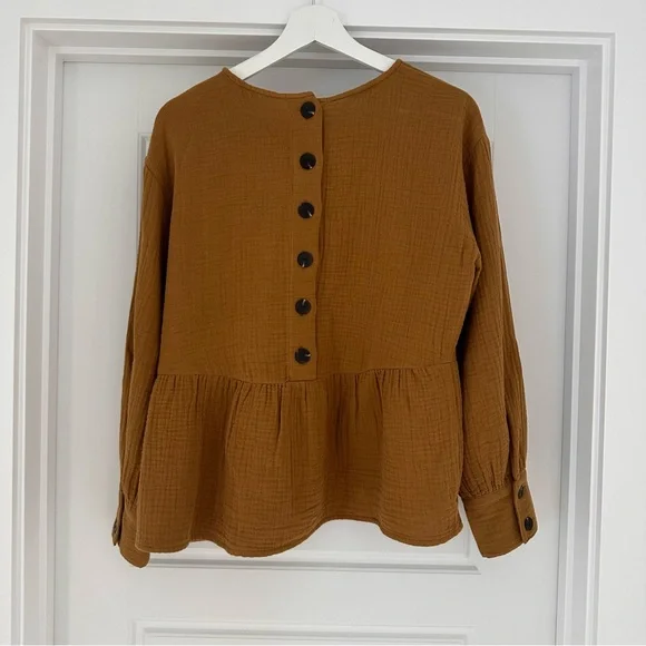 Madewell Rust Peplum Blouse - Picture 2 of 6